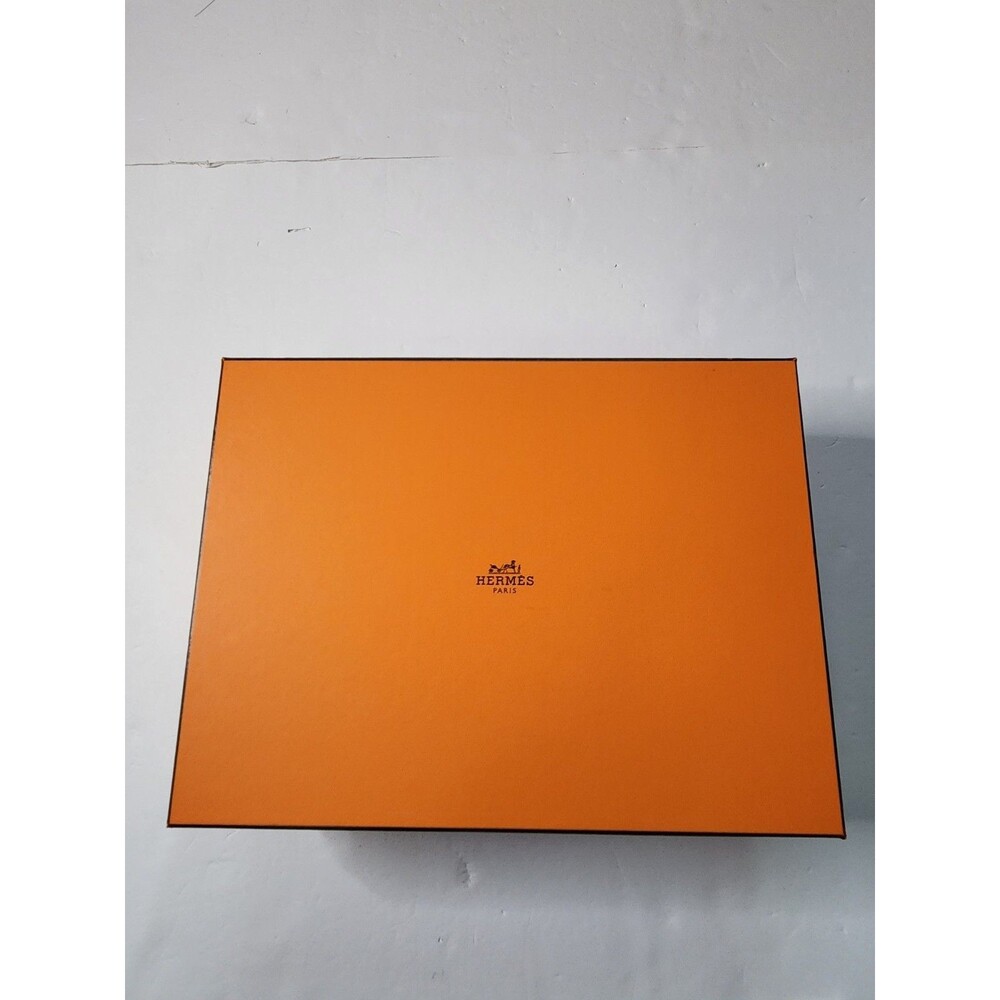 Hermes Gift Box 13” x 9.5” x 4.5” Orange Box Black Trim Empty